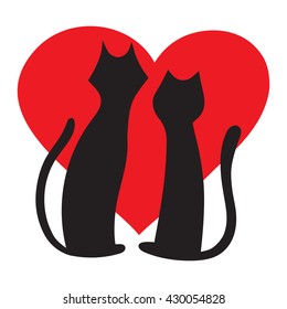 Lovers cats silhouette.