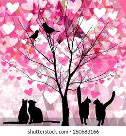 Lovers cats silhouette. Vector