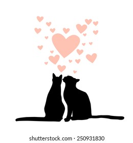 Lovers cats silhouette. Vector