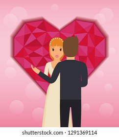 lovers couple with abstract heart love