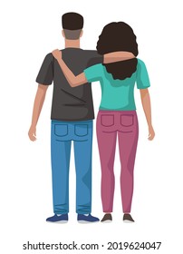 lovers couple back position characters