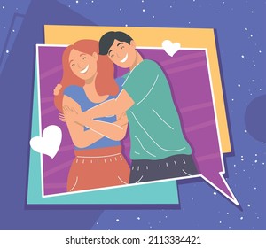 lovers couple in bubble characters