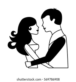 lovers couple characters icon vector illustration design