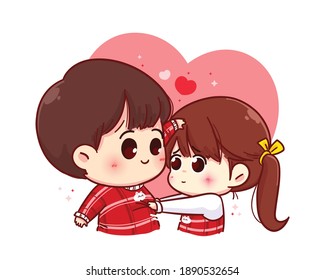 Lovers couple Happy valentine cartoon character illustration Premium Vector