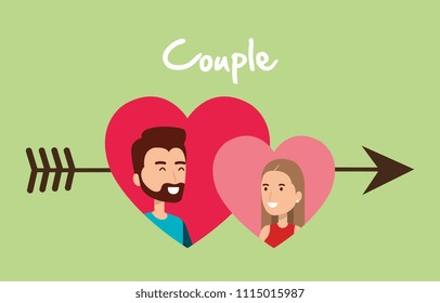 lovers couple with heart and arrow