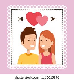 lovers couple with heart and arrow