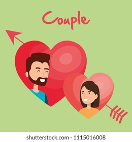 lovers couple with heart and arrow