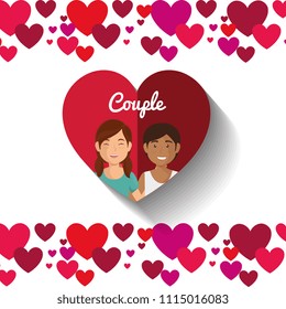 lovers couple in heart avatars characters