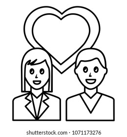 lovers couple with heart characters