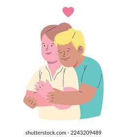 lovers couple with heart characters
