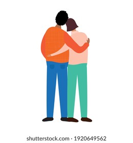 Lovers Couple Hugging Back Position Characters Stock Vector (royalty 