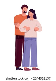 lovers couple hugging romantic characters