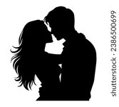 Lovers couple silhouette. Vector illustration
