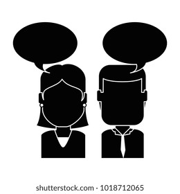 lovers couple with speech bubbles avatars characters