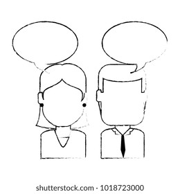 lovers couple with speech bubbles avatars characters