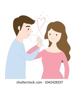 Lovers are drinking coffee vector.