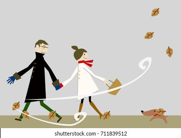 lovers in early winter with  first snow
