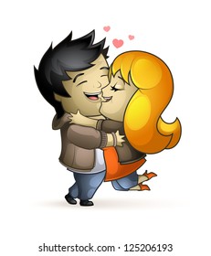 Lovers embrace