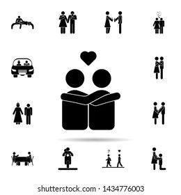 Lovers embrace icon. Universal set of people in love for website design and development, app development