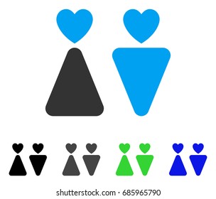 Lovers flat vector icon. Colored lovers gray, black, blue, green pictogram variants. Flat icon style for application design.