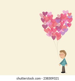 lovers with the heart air balloon falling in love