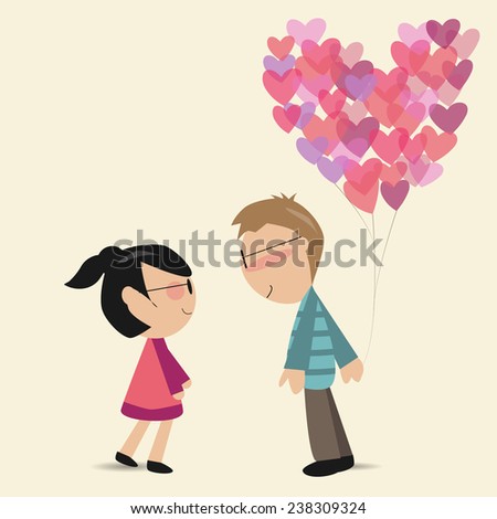 lovers with the heart air balloon falling in love