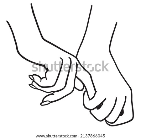 Lovers hold hands. Relationship loving hands together. Woman and man romantic handshakes line tattoo sketch artworks, couple love relationships holding hands, lovers wedding family.