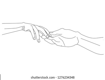 Vector Drawing Two Hands That Try Stock Vector (Royalty Free ...