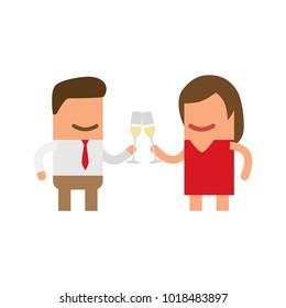 Lovers holding champagne glasses, vector illustration design. Love collection.