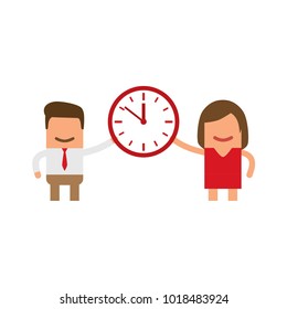 Lovers holding a clock, vector illustration design. Love collection.