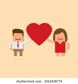 Lovers holding a heart, vector illustration design. Love collection.