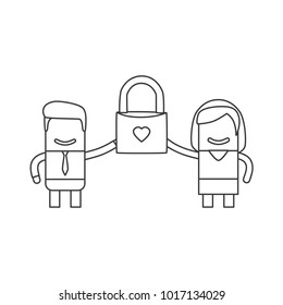 Lovers holding a padlock, vector illustration design. Love collection.