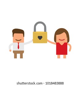 Lovers holding a padlock, vector illustration design. Love collection.