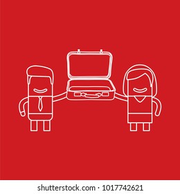 Lovers holding a suitcase, vector illustration design. Love collection.
