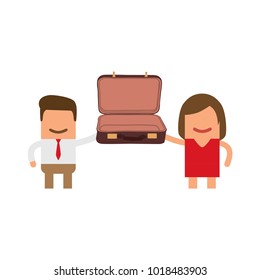 Lovers holding a suitcase, vector illustration design. Love collection.