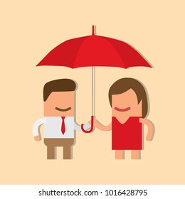 Lovers holding an umbrella, vector illustration design. Love collection.
