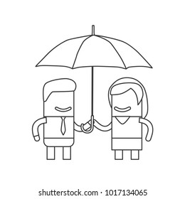 Lovers holding an umbrella, vector illustration design. Love collection.