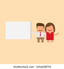 Lovers holding a white banner, vector illustration design. Love collection.