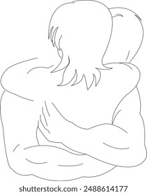 Lovers huging each other. Vector illustration