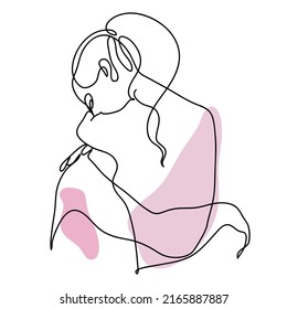 Lovers. Hugs. Vector illustration of a single continuous line in the style of minimalism. Love in one line.