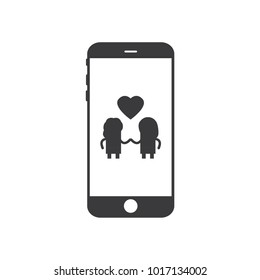 Lovers icon in a smartphone, vector illustration design. Love collection.