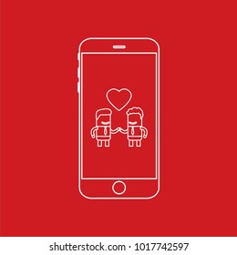 Lovers icon in a smartphone, vector illustration design. Love collection.