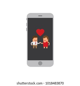 Lovers icon in a smartphone, vector illustration design. Love collection.