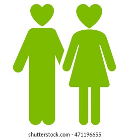 Lovers icon. Vector style is flat iconic symbol with rounded angles, eco green color, white background.