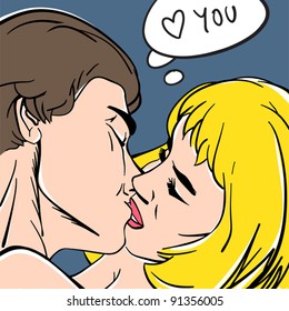 Amantes. Ilustración en estilo pop-art, vector.