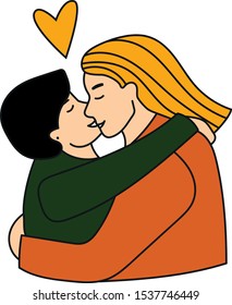 Lovers illustration. Vector illustration. formal couple. Girl with short hair. Boy with long hair. Romantic concept. Man and woman. Love.