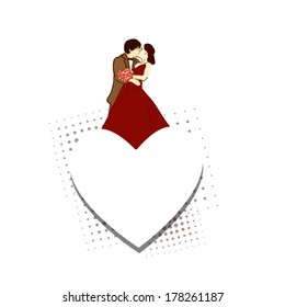 lovers kiss on the heart. Vector