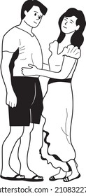 lovers look at each other. couple in love hugging vector. vector. sketch. EPS format	
