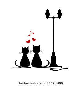 Lovers  Love  loving cats  Vector illustranion