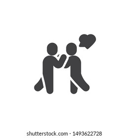 Lovers meeting vector icon. filled flat sign for mobile concept and web design. Couple and heart speech glyph icon. Symbol, logo illustration. Vector graphics